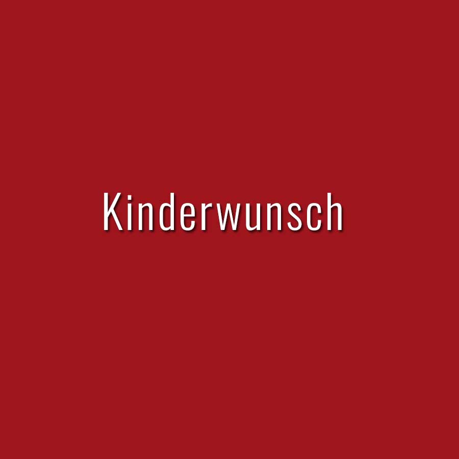 Text auf rotem Hintergrund mit dem Wort Kinderwunsch in großer, weißer Schrift.
